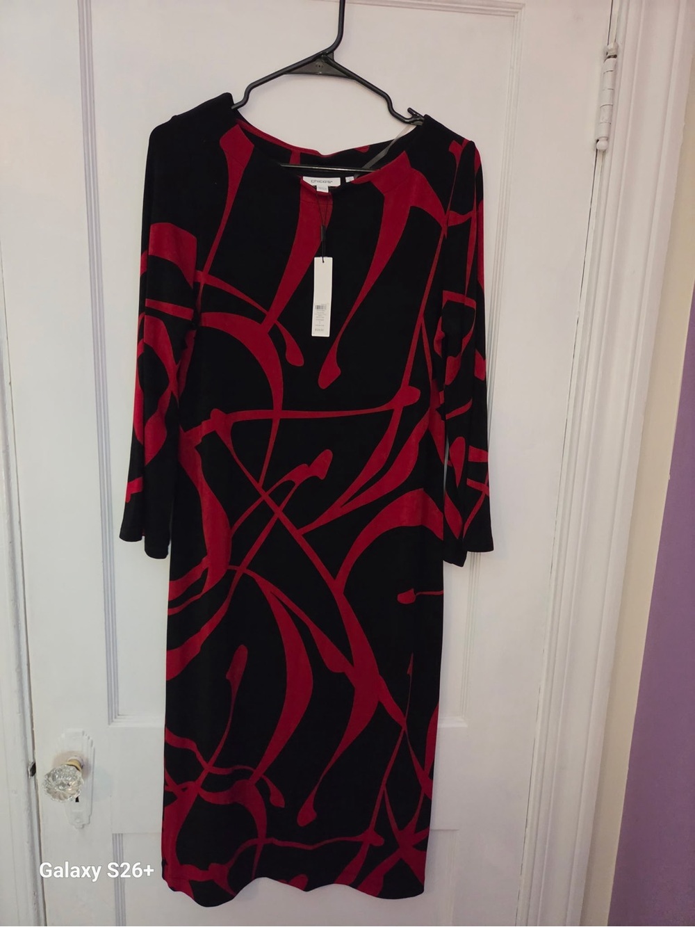 Chicoâs NWT Red and Black Mid-Length Dress